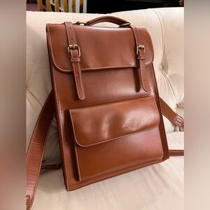 Brown leather backpack
